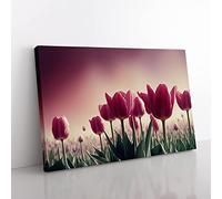 Mind Blowing Tulip Flowers Canvas Wall Art Print Ready to Hang, Framed Picture for Living Room Bedroom Home Office Décor, 60x40 cm (24x16 Inch)