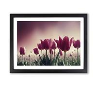 Mind Blowing Tulip Flowers Framed Print | A3 Black Framed Wall Art | Ready to Hang | Modern Floral Picture | Living Room Bedroom Lounge Office