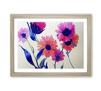 Mind Blowing Watercolour Flowers Framed Print | A3 Oak Framed Wall Art | Ready to Hang | Modern Floral Picture | Living Room Bedroom Lounge Office