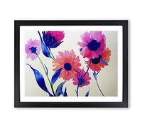 Mind Blowing Watercolour Flowers Framed Print | A4 Black Framed Wall Art | Ready to Hang | Modern Floral Picture | Living Room Bedroom Lounge Office