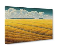 Mind Blowing Wheat Field Canvas Print | Gallery Wrapped 30mm Frame Wall Art | 30x20 inches | Ready to Hang | Contemporary Landscape Picture | Living Room Bedroom Lounge Office