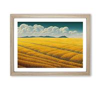 Mind Blowing Wheat Field Framed Print | A4 Oak Framed Wall Art | Ready to Hang | Modern Nature Picture | Living Room Bedroom Lounge Office