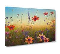 Mind Blowing Wildflowers Floral Canvas Print | Gallery Wrapped 30mm Frame Wall Art | 30x20 inches | Ready to Hang | Contemporary Floral Picture | Living Room Bedroom Lounge Office