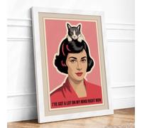 Mind Full of Cats Retro Framed Wall Art Print A3 (42×29.7cm) White, Wall