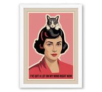Mind Full of Cats Retro Framed Wall Art Print A3 (42×29.7cm) White, Wall Decor for Living Room, Bedroom, Office & Home, Ready to Hang, Art Gift