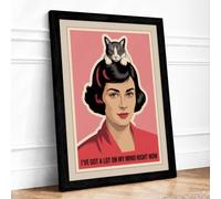 Mind Full of Cats Retro Framed Wall Art Print A4 (29.7×21cm) Black, Wall Decor for Living Room, Bedroom, Office & Home, Ready to Hang, Art Gift
