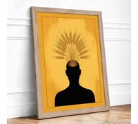Mind Illuminated Minimalist Framed Wall Art Print A1 (84.1×59.4cm) Oak,