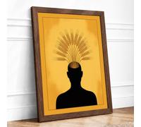Mind Illuminated Minimalist Framed Wall Art Print A3 (42×29.7cm) Walnut,