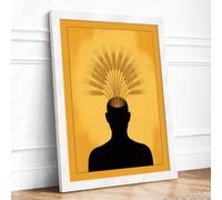Mind Illuminated Minimalist Framed Wall Art Print A4 (29.7×21cm) White,