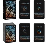 Mind Into Oracle Cards Deck, 48 Spiritual Guidance Tarot Cards Set, Black with Gradient Design, 13x8cm, Life and Career Insight Tool, Idea