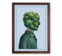 Mind of Green Surrealism Framed Wall Art Print A2 (59.4×42cm) Walnut, Wall Decor for Living Room, Bedroom, Office & Home, Ready to Hang, Art Gift