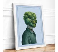 Mind of Green Surrealism Framed Wall Art Print A2 (59.4×42cm) White, Wall Decor for Living Room, Bedroom, Office & Home, Ready to Hang, Art Gift