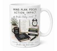 Mind Plan Focus Action Impact Mug Motivational Office Coffee Cup Make Today Count Productivity Gift Mug