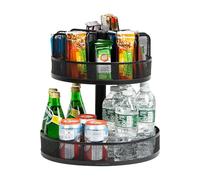 Mind Reader 2-Tier Snack Carousel, Countertop Organizer, Snack Tray, Pantry, Breakroom, Kitchen, 13.75"L x 13.75"W x 14.25"H, Black