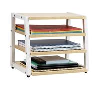 Mind Reader 4-Tier Desk Organizer, File Storage, Documents, Office, Metal, MDF, 14.5" L x 10.5" W x 12" H, White