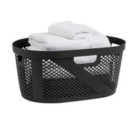 Mind Reader 40L Laundry Basket, Clothes Hamper, Premium Wicker Design, Plastic, 23"L x 14.5"W x 10.5"H, Black
