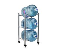 Mind Reader 5 Gallon Water Jug Stand, Water Bottle Holder, Water Cooler, Rack, Wheels, Metal, 16.5" L x 13.75" W x 31" H, Gray