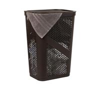 Mind Reader 60 Liter (15g/33lbs) Capacity, Cut Out Handles, Attached Hinged Lid, Ventilated, Brown, Single
