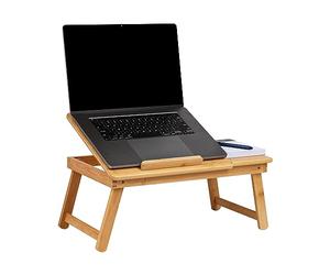 Mind Reader Bali Collection, Rayon from Bamboo Portable Laptop Desk/Breakfast Table with Tilt Top, Folding Legs, 19.75"L x 12"W x 8.25"H, Brown