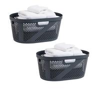 Mind Reader Basket Collection, Laundry Basket, 40 Liter (10kg/22lbs) Capacity, Cut Out Handles, Ventilated, Set of 2, Gray
