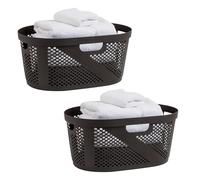 Mind Reader Basket Collection, Laundry Basket, 40 Liter (10kg/22lbs) Capacity, Cut Out Handles, Ventilated, Set of 2, Brown