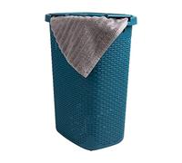 Mind Reader Basket with Cut Out Handles Laundry Bin Storage for Dirty Clothes Bathroom Bedroom Closet, Blue, 60 Liter