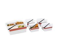 Mind Reader Bon Appetit Collection, Chinese Take 5 Piece Set Includes Divided Serving Tray and Four Individual Bowls, Melamine, 16" L x 13" W x 5.5" H, Multi