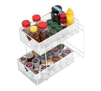 Mind Reader CABASK2T-WHT Sliding Metal Baskets, Cabinet Storage Organizer, Home, Office, Kitchen, Bathroom, Steel, White 2 Tier Mesh