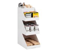 Mind Reader Coffee Tea Utensil and Condiment Station, Countertop Organizer, Coffee Bar, Kitchen, 6" L x 9" W x 16" H, White