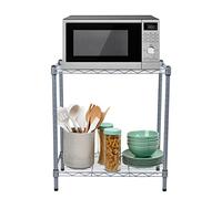Mind Reader COUMIC2T-SIL Mikrowellen-Regal, Lagerregale Countertop Organizer Kitchen Shelf Metal 57cm L x 34cm W x 54cm H, Silver