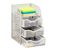 Mind Reader Desktop Accessory Storage, Paper Binder Clip Basket, Workspace, Office, Metal Mesh, 4.75" L x 5" W x 8" H, White
