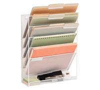 Mind Reader Desktop Organizer, Wall Mount, Office, Metal Mesh, 12.75" L x 4" W x 16" H, White, 5-Tier