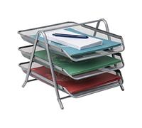 Mind Reader 3 Tier Document Letter Tray Organizer, Metal, Silver, 11.8" x 13.8" x 10"