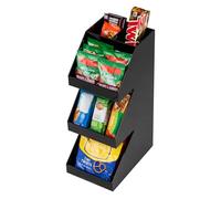 Mind Reader Foundation Collection, 3-Tier, 5-Compartment Coffee, Tea, Utensil and Condiment Dispenser, Countertop Organizer, Kitchen and Breakroom, 6" L x 9" W x 16" H, Black