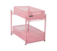 Mind Reader HCABASK2T-PNK Cabinet, Mesh Storage Baskets Organizer, Home, Office, Kitchen, Bathroom, Steel, Pink 2 Tier Heavy Duty