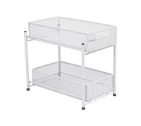Mind Reader HCABASK2T-WHT Cabinet, Mesh Storage Baskets Organizer, Home, Office, Kitchen, Bathroom, Steel, White 2 Tier Heavy Duty