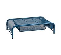 Mind Reader Monitor Stand, Ventilated Laptop Riser, Paper Tray, Storage, Metal Mesh, 20" L x 11.5" W x 5.5" H, Turquoise