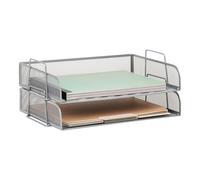Mind Reader Network Collection, 2-Piece Stackable Paper Tray, Letter Size, File and Document Holder, Desktop Organizer, Metal Mesh, 14" L x 9.75" W x 6" H, Silver