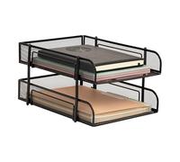 Mind Reader Network Collection, 2-Tier Paper Tray, Letter Size, Stackable, File and Document Holder, Desktop Organizer, Metal Mesh, Black