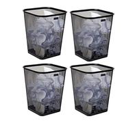 Mind Reader Network Collection, Waste Paper Basket, 5 Gallon Capacity, Reinforced Solid Rim and Base, Metal Mesh, Set of 4, Black