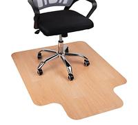Mind Reader Office Chair Mat for Hardwood Floors, Under Desk Floor Protector, Rolling, PVC, 35.5"L x 47.5"W x 0.0625"H, Woodtone