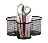 Mind Reader Pen and Accessories Holder, Desktop Organizer, Office, Metal Mesh, 3.5" L x 3.5" W x 3.75" H, Set of 3, Black