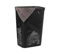 Mind Reader Perforated Plastic Hamper with Lid, 60 Liter/16 Gallon, Lightweight Hamper, Black Laundry Hamper