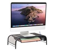 Mind Reader 'Raise' Metal Mesh PC Laptop IMac Computer Monitor Stand with Drawer, Black