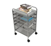 Mind Reader Rolling File Cabinet with 5 Drawers, Slim Storage Cart on Wheels for Office Supplies, Makeup, Kitchen Essentials, 15" L x 11.8" W x 24.4" H