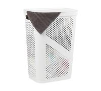 Mind Reader Slim Laundry Hamper with Lid, 60L Clothes Basket, Ventilated Plastic, 17.25"L x 13.75"W x 23.5"H, White