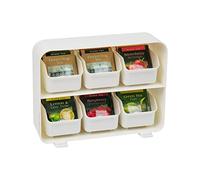 Mind Reader STBORG-WHT Bag, Tea Station Organizer Countertop Storage, Kitchen, Plastic, 10.25" L x 3.25" W x 7.75" H, White