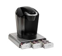 Mind Reader TRAY6-SIL 3 Single Serve Drawer, 36 Pod Capacity, Countertop Organizer, Coffee Machine Base, 12.25" L x 13.5" W x 2.5" H, Plastic, Silver