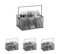 Mind Reader Utensil Holder, Metal, Gray, 4 Compartments (Pack of 4)