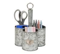 Mind Reader Utensil Holder, Silverware Organizer, Caddy, Cutlery Holder, Galvanized Metal, 7"L x 7"W x 10.25"H, Silver